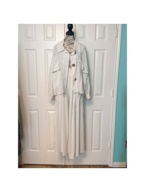 Bucket List White Two-Piece Wide Leg Pants & Oversized Jacket Set Large #6